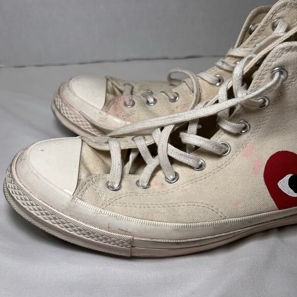 Converse x Comme Des Garcons Shoes Mens Size 12 Ivory High Top Chuck *AS IS READ - Picture 6 of 14
